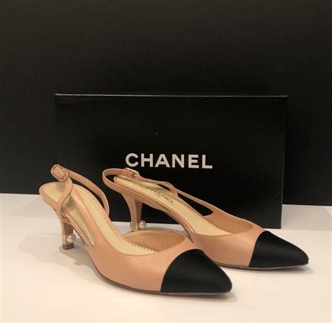 chanel sling back heels|vintage Chanel slingback heels.